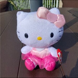Hello Kitty Ty Beanie Baby Ballerina Plush 2014 Vtg approx 6” Sanrio w/ Tag